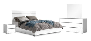 Gino 6pc Bedroom Set with Panel Bed, Dresser, Mirror & Nightstand - Made in Italy, Modern, White - King Size