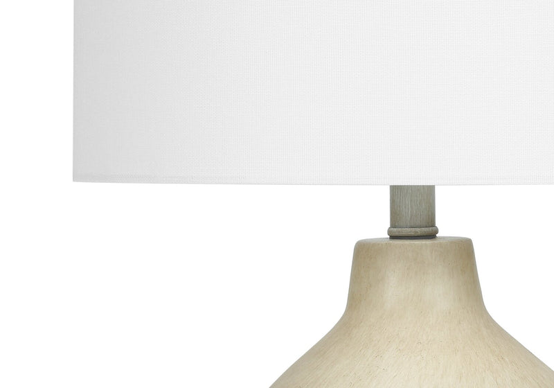 24\" Beige Concrete Table Lamp with White Shade