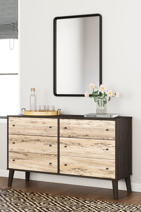 Wolf Bedroom 6-Drawer Dresser, 59\"W x 33.9\"H, Modern Mid-Century - Two-tone Brown & Natural