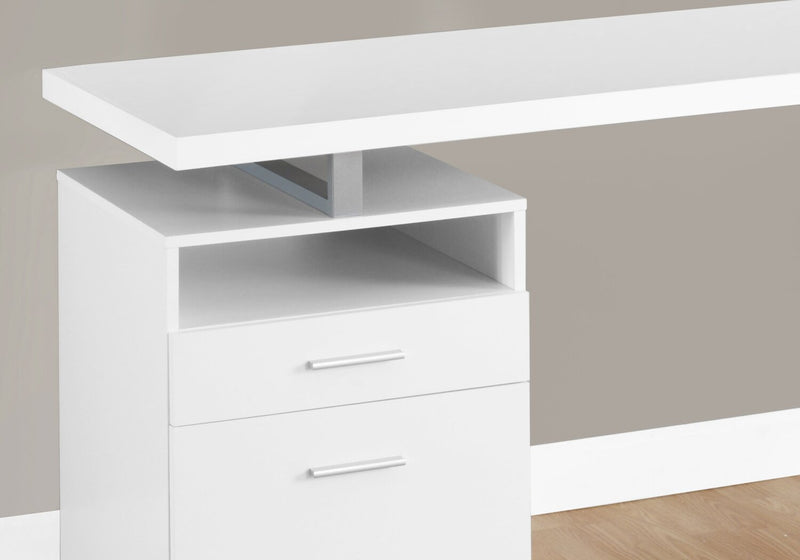 Heather 60\" Adjustable Office Desk with 2-Drawers & Cubbyhole - White