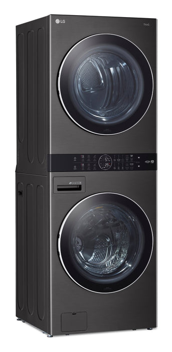 LG 5.2 Washer/7.4 Dryer Cu. Ft. Front-Load High-Efficiency Steam Washtower™ - Black Steel - WKGX201HBA