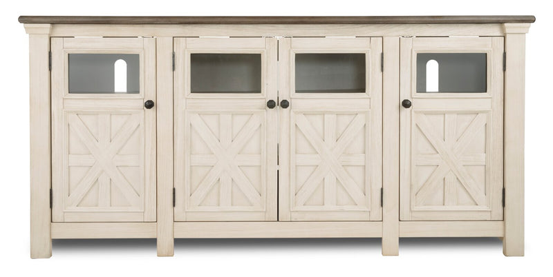 Bolanburg 75\" Rustic TV Stand with Storage and Cable Management for TVs up to 85\"- Antique White 