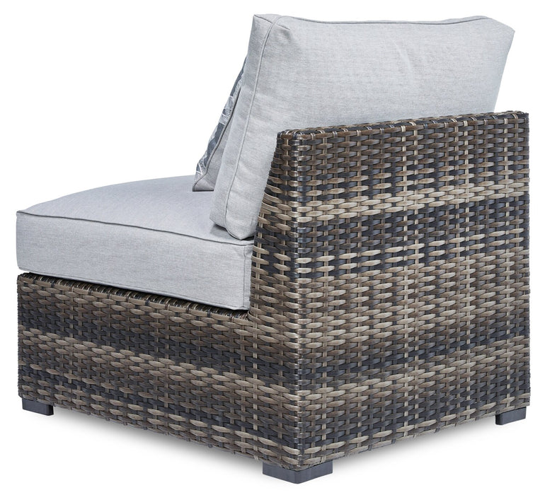 Lilo Outdoor Patio Set of 2 Armless Chairs - Resin Wicker & Nuvella Fabric , UV & Weather Resistant - Grey
