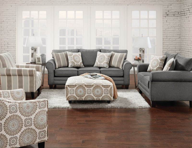 Made in Canada Tula 38\" Fabric Ottoman - Twilight Multicolour