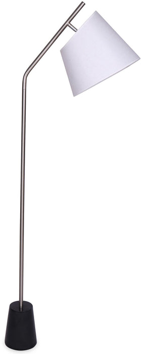 Storm Brushed Steel with Black Marble Base 3-Piece Set, Floor and Two Table Lamps