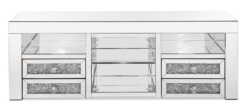 Oakley 59\" Glam TV Stand with Storage and Cable Management for TVs up to 65\"- Silver