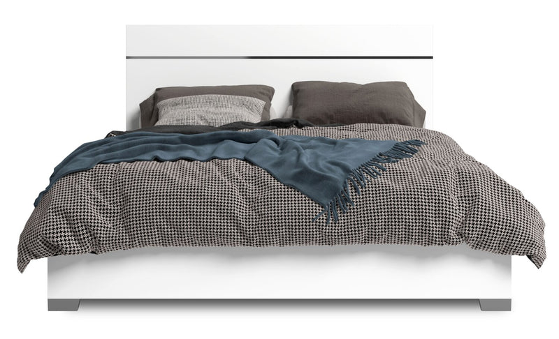 Gino 6pc Bedroom Set with Panel Bed, Dresser, Mirror & Nightstand - Made in Italy, Modern, White - Queen Size