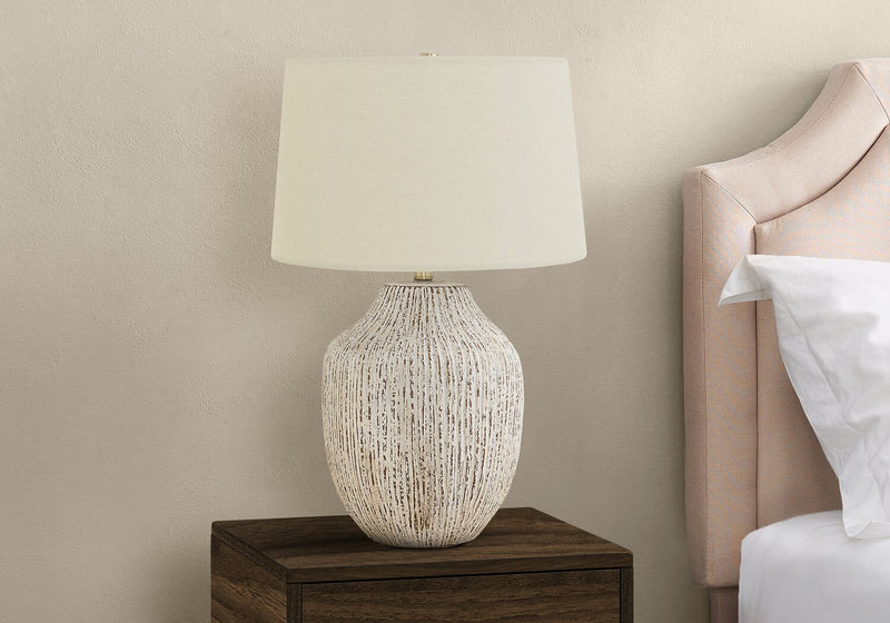 26\" Cream Textured Ceramic Table Lamp