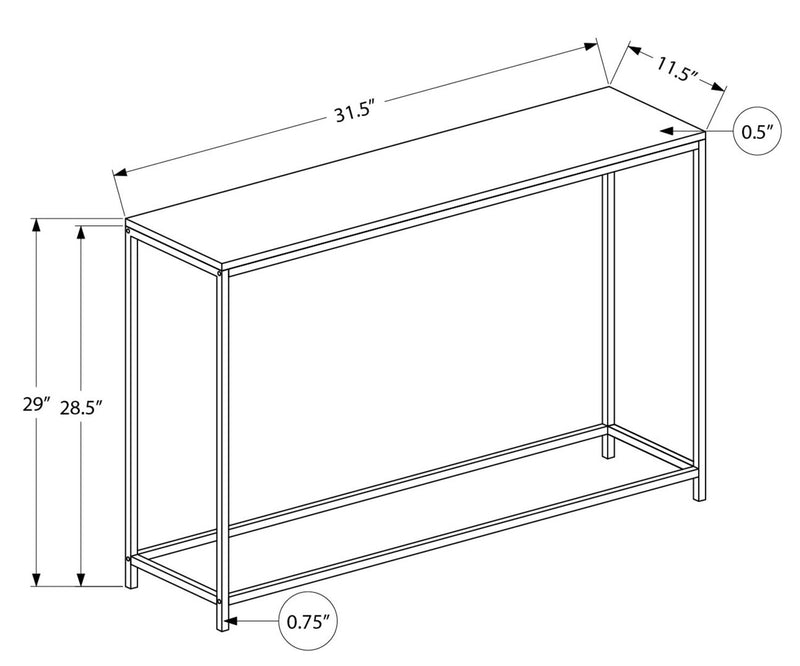 Alma 31.5\" Modern Sofa Table - White with Black Metal Frame