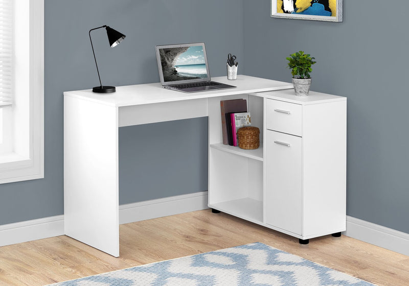 Zoey 46\" L-Shaped Office Desk with Cubbies, Drawer & Cabinet - White