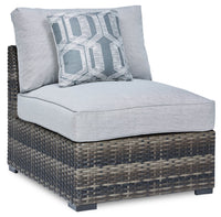 Lilo Outdoor Patio Set of 2 Armless Chairs - Resin Wicker & Nuvella Fabric , UV & Weather Resistant - Grey 