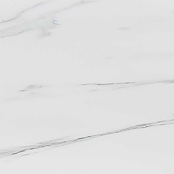 Belle 36\" Glam Round Sofa Table - White Marble Top with Stainless Steel Base