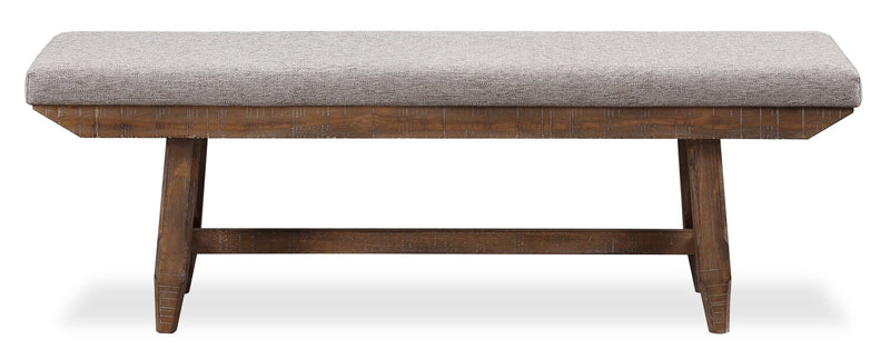 Cedar 6pc Dining Set with Table, Bench & 4 Chairs, Pine Wood, Trestle-Base, 72.07\"W - Brown