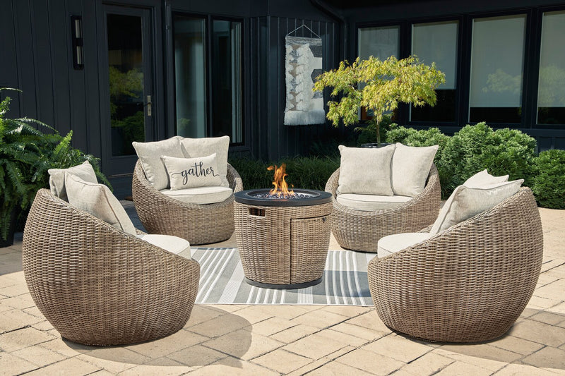 Lume Outdoor Patio Set of 2 Chairs - Resin Wicker & Nuvella Fabric , UV & Weather Resistant - Natural/Beige
