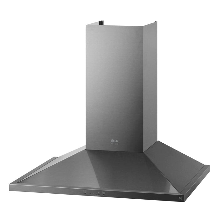 LG Studio 30\" 600 CFM Smart Wall-Mount Chimney Hood - Black Stainless Steel - LSHD3089BD