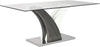 Tuxedo Dining Table with Glass Top, Pedestal Base, 72\"W - Grey & White