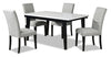 Verona 5pc Dining Set with Table & 4 Chairs, Culture Marbled Top, 60\"W - White