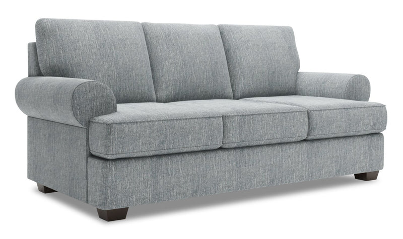 Made in Canada Customizable Sofa Lab Roll 86\" Linen-Look Fabric Sofa with Rolled Arms - Luna Pewter Grey 