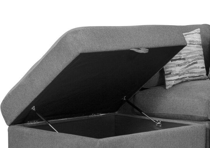 Scott Living Evolve Modular 6-Piece Linen-Look Fabric Sectional with Feather Down Cushions - Charcoal Grey