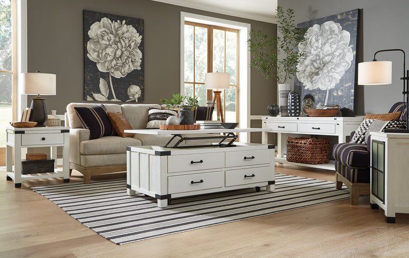 Harper 60\" Modern Sofa Table with Storage and Shelf - White Pine