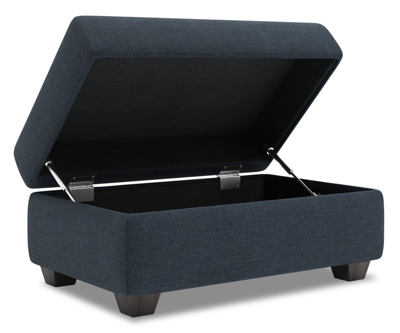 Made in Canada Customizable Sofa Lab The Trunk 39\" Linen-Look Fabric Storage Ottoman - Luna Sailor Blue