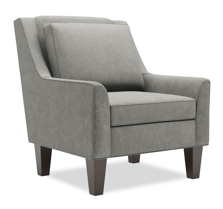 Made in Canada Sofa Lab Customizable Club 29\" Velvet Fabric Accent Chair with Wood Legs - Platinum Grey