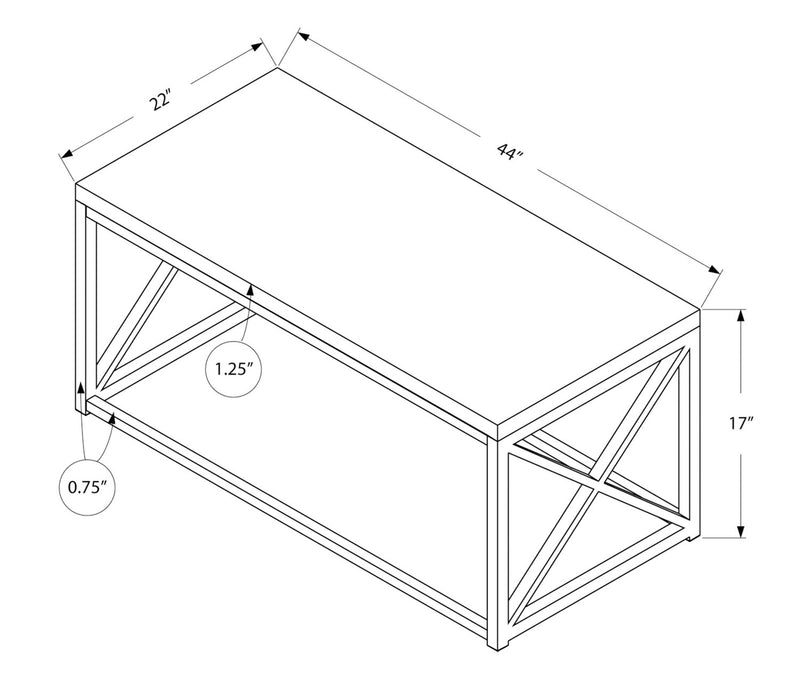 Harper 44\" Modern Coffee Table - White with Chrome Metal Base