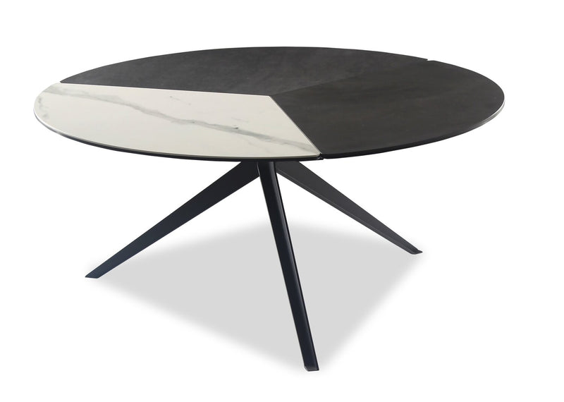 Titan 25.2\" Modern Round Coffee Table - White, Grey & Black 