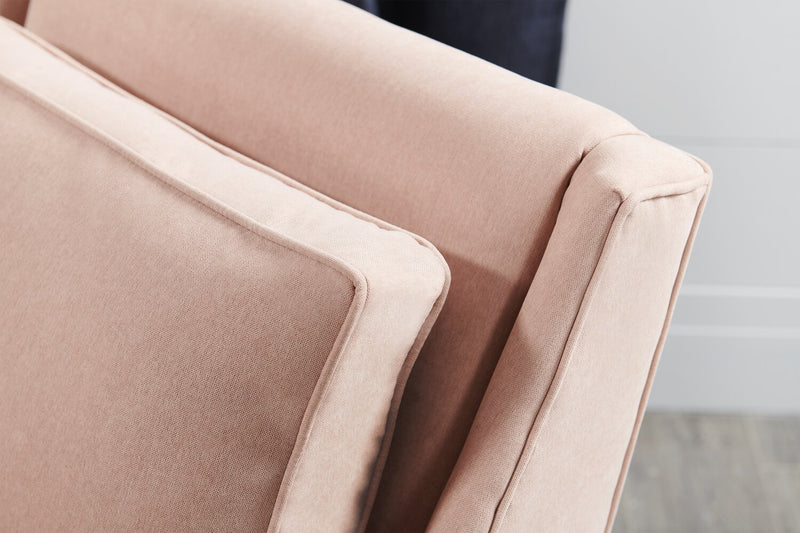 Made in Canada Sofa Lab Customizable Club 29\" Linen-Look Fabric Accent Chair with Wood Legs - Pax Rose Pink