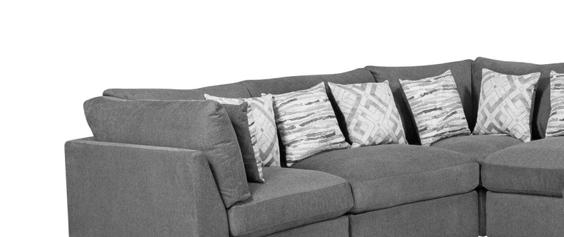 Scott Living Evolve Modular 8-Piece Linen-Look Fabric Sectional with Feather Down Cushions - Charcoal Grey