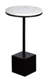Sabrina 14\" Accent Table - Black with White Marble Look Top