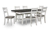 Echo 7pc Dining Table Set with Table & 6 Chairs, Storage Drawers, Trestle Base, 70\"W - White/Grey