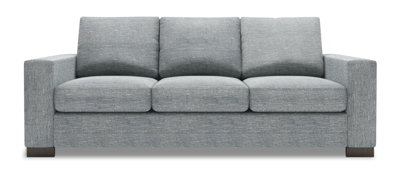 Made in Canada Customizable Sofa Lab Track 85\" Linen-Look Fabric Sofa Bed with Track Arms - Luna Pewter Grey