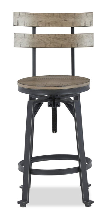 Axel Barstool with Swivel & Adjustable Seat, Slat-Back, Metal - Brown