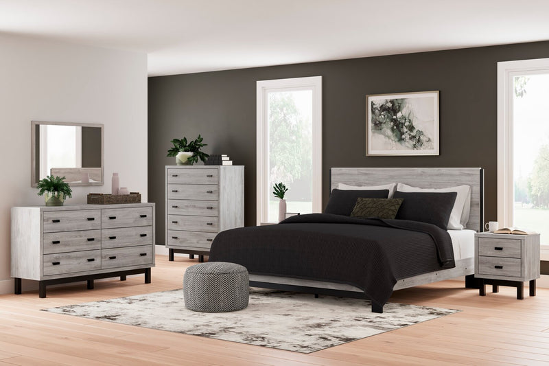 Zen 6pc Bedroom Set with Bed, Dresser, Mirror & Nightstand, Light Grey - King Size