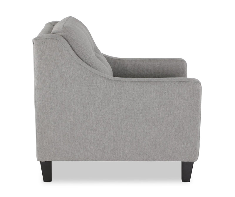 Made in Canada Cindy Crawford Home Kylie 32\" Linen-Look Fabric Chair with Button Tufting - Zeus Grey