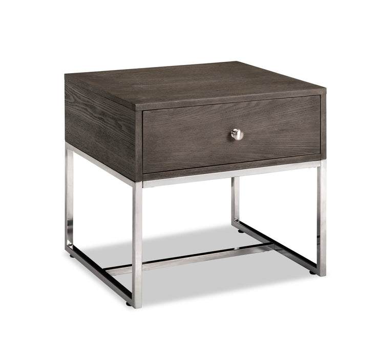 Echo 24\" Modern End Table with Storage - Brown with Silver Metal Legs