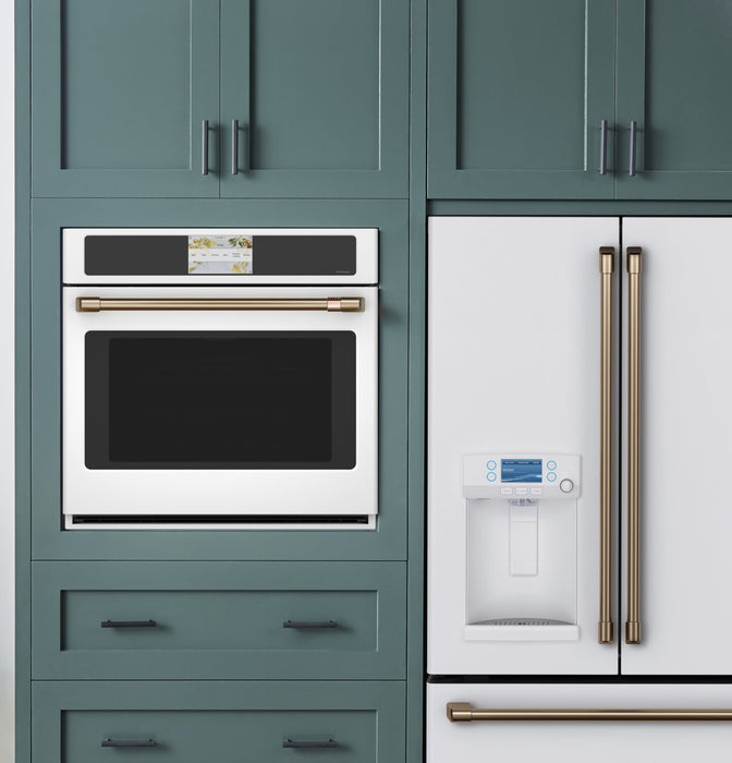 Cafe 30\" 5 Cu. Ft. Electric Wall Oven with True European Convection with Self Clean Racks - Matte White - CTS90DP4NW2