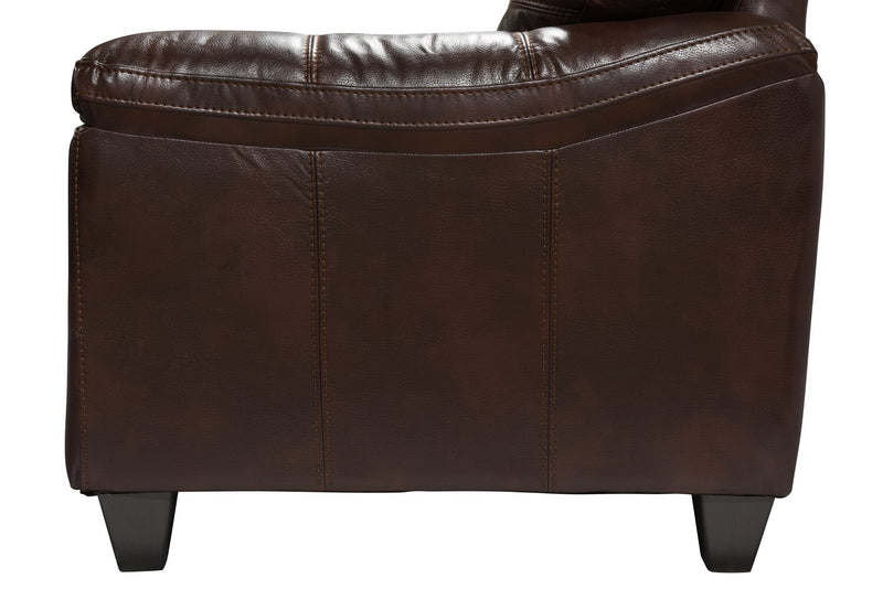 Made in Canada Addison 86\" Leather-Look Fabric Sofa with Removable Seat Cushion and Tufting - Brown