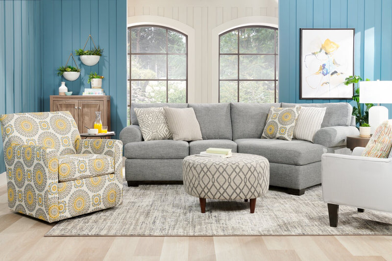 Made in Canada Customizable Sofa Lab The Curve 31\" Fabric Ottoman - Steel Multicolour