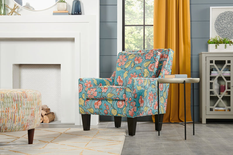 Made in Canada Sofa Lab Customizable Club 29\" Fabric Accent Chair with Wood Legs - Malibu Multicolour