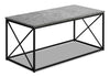 Millie 40.5\" Modern Coffee Table - Grey Stone Look with Black Metal Base