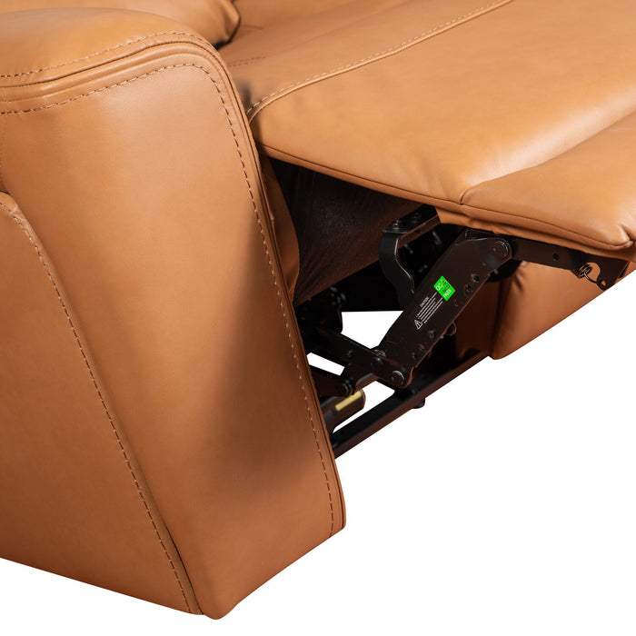 Scott Living Prescott 42.5\" Genuine Leather Power Reclining Chair with Power Headrest - Butternut Brown