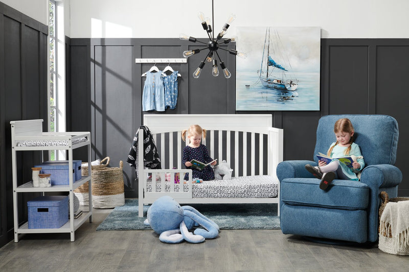 Bevin 34.4\" Chenille Fabric Swivel Glider Reclining Chair - Blue