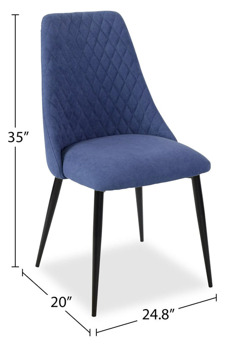 Miya Dining Chair with Polyester Fabric, Metal - Navy Blue