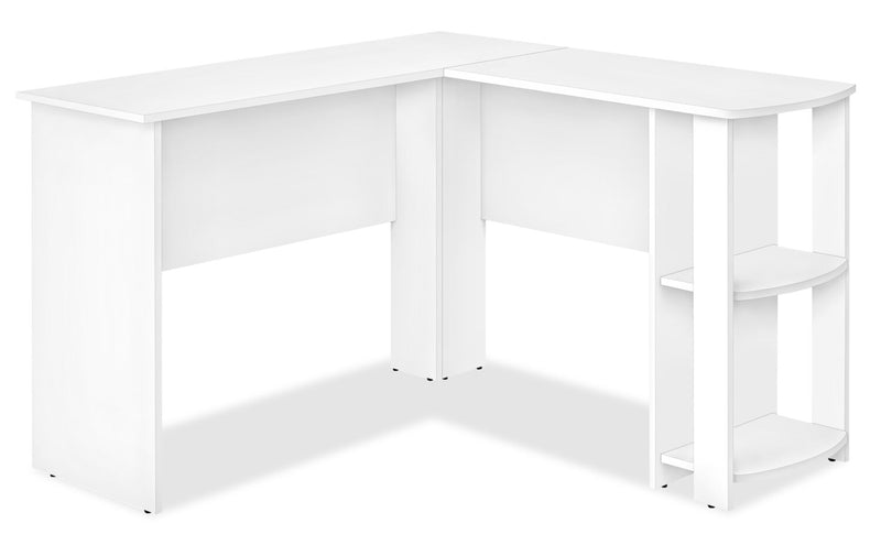 Eason 47\" L-Shaped Office Desk with Shelf - White