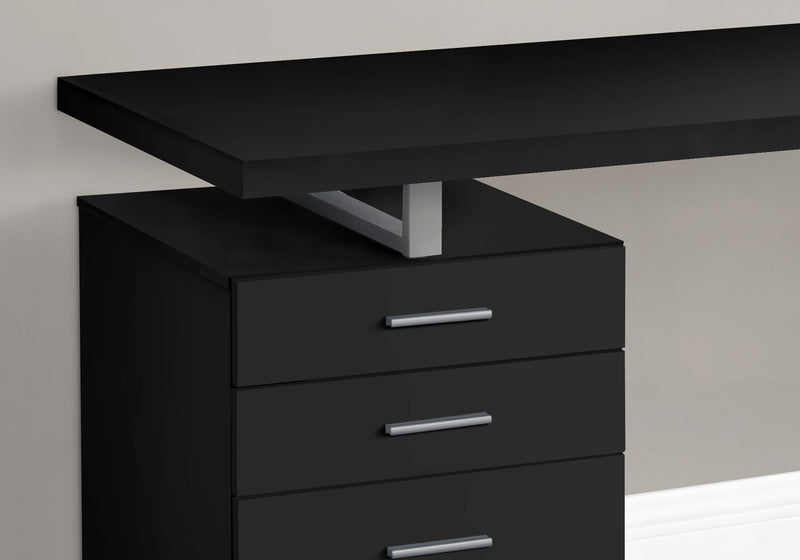 Clayton 47.25\" Reversible Office Desk with 3-Drawers - Black
