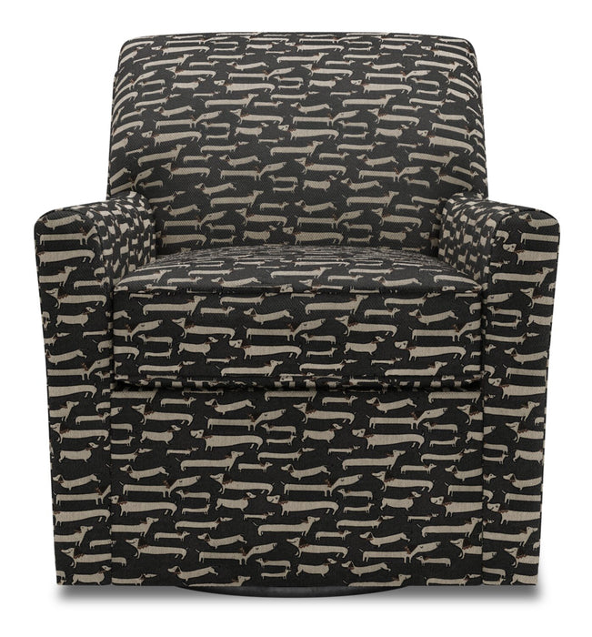 Made in Canada Sofa Lab Customizable Swivel 31\" Fabric Accent Chair - Peppercorn Multicolour