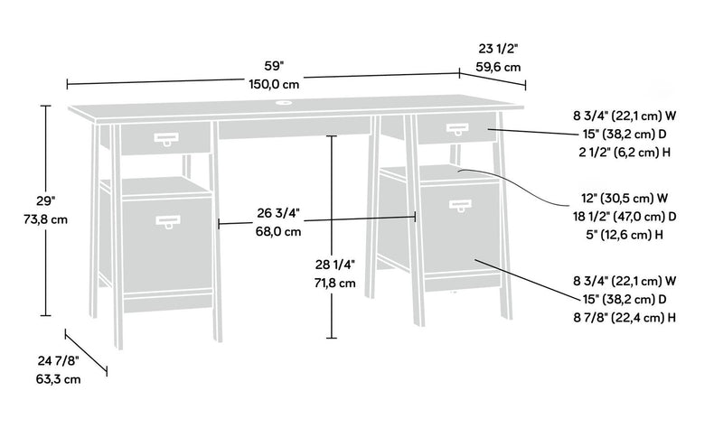  Kyree 59.06\" Executive Office Desk with 4-Drawers - Chalked Chestnut