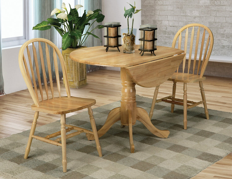 Hana Drop-Leaf Dining Table, Wood, Pedestal Base, 40\"W - Natural